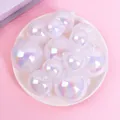 Iridescent aurora decorative balls in various sizes for party and cake toppers - Set of 12 / White