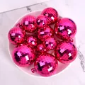 Boules à facettes disco rose vif de différentes tailles pour décoration de gâteau de fête - Lot de 12 / Rose rouge