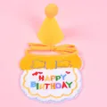 Yellow pet birthday party set with embroidered hat and happy birthday bib scarf - Hat Scarf Set / Yellow