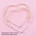 Heart-shaped pearl cake topper decoration, approx 13.5x12cm size with 8mm beads - Pearl Heart / 2 Pcs/Set