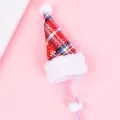 Mini bonnet de Noël pour animaux, à carreaux rouges avec sangle réglable pour la fête - Carreaux Rouges