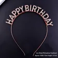 Rose gold Happy Birthday rhinestone headband for festive birthday party decorations - Rose Gold Iron Rhinestone Headband