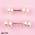 Macro detail of elegant white pearl cake decoration pins in 1.2cm and 1.4cm sizes - Pearl Buckle / 2 Pairs Set