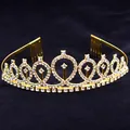 Elegant golden princess tiara with sparkling clear rhinestones for birthday party decor - One Size / Gold Alloy Crown