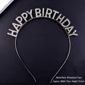 Silver metal rhinestone Happy Birthday party headband for girls size 15x15.5cm - Silver Iron Rhinestone Headband