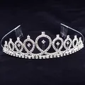 Elegant shimmering silver crystal princess crown tiara for girls' birthday party decor - One Size / Silver Alloy Crown