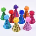 Conjunto de sombreros de cumpleaños coloridos con purpurina para perros y gatos - Paquete de 10 / Multicolor