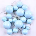 Bunch of baby blue foam ball cake toppers with flexible wire stems for baking - 20 Pieces Set / Blue