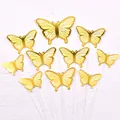 Set of 10 elegant golden butterfly cake toppers with shiny metallic finish for party - Long Tail Butterfly Yellow