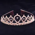 Elegant rose gold birthday tiara with rhinestones for girls and women party wear - One Size / Rose Gold Alloy Crown