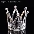 Detailed view of the silver heart-shaped mini crown featuring sparkling inset rhinestones - Low Rhinestone Silver