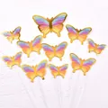 Set of colorful gradient butterfly cake toppers with elegant gold edges for party decor - Long Tail Butterfly Multicolor
