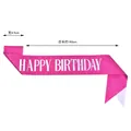 Size detail of pink glitter birthday sash with Happy Birthday print - Magenta (Colorful Letters)