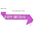 Purple glitter Happy Birthday party sash with 160cm length and 9.5cm width display - Purple (Colorful Letters)