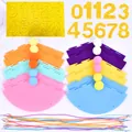 Kit fai da te cappelli compleanno animali con 6 basi in feltro pompon e numeri glitterati - Set 12 Cappelli DIY + Set Numeri (Elastico Colorato)
