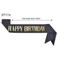 Black glitter Happy Birthday sash with gold lettering, 9.5cm width party decoration prop - Black (Gold Letters)