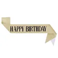 Golden glitter birthday sash with black Happy Birthday print and safety pin included - Gold Happy Birthday Sash