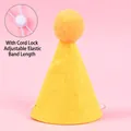 Cute yellow pet birthday hat for cats and dogs with orange pom-pom and adjustable elastic strap - Pom Pom Hat / Yellow