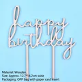 Detailed view of a laser-cut wooden 'Happy Birthday' cake topper in a minimalist style - Wooden Happy Birthday Letter / 12.7x14.2cm