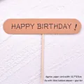 Kraft paper Happy Birthday cake topper with 10cm bamboo stick and glue dots. - Oval Banner Style / 10 Pieces Pack