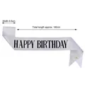 Silver glitter HAPPY BIRTHDAY sash with gold pin for birthday party decoration props - Birthday Sash / Silver With Black Text