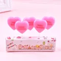 Detailed view of pink heart-shaped birthday candles 5-pack for cake decorations - 5 Pcs Set