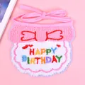 Pink pet birthday bib with colorful Happy Birthday embroidery for cats and dogs - Embroidered Scarf / Pink