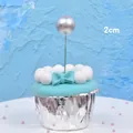 2cm diameter silver ball cake topper decoration for elegant birthday party cake decor - Silver (2cm)