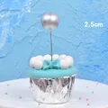 2.5cm silver ball cake topper decoration for birthday party and wedding dessert decor - Silver (2.5cm)