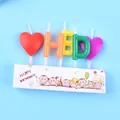 Colorful HBD alphabet and heart shaped birthday cake topper candles set in packaging - HBD Letter Heart Combination / 5 Pieces