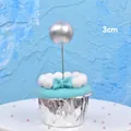 Elegant silver 3cm sphere cake topper decoration for birthday party dessert styling - Silver (3cm)