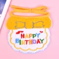 Cute yellow and white pet birthday bib with colorful Happy Birthday embroidery detail - Embroidered Scarf / Yellow