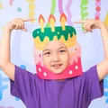 Creative felt birthday cake mask hat for party photo props and festive decorations - Green Cake