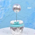 Shiny 4cm silver sphere cake topper ornament for birthday party baking and desserts - Silver (4cm)