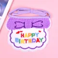 Cute purple embroidered Happy Birthday pet saliva towel for cats and dogs party wear - Embroidered Scarf / Purple