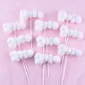 Detail of white pom-pom cloud cake toppers for birthday party decoration - Long Cloud Shape / 10 Pieces Pack