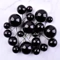 Glossy black sphere cake toppers in various sizes for baking decoration - 20 Pieces Set / Black