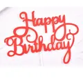 Pic à gâteau Happy Birthday rouge pailleté pour décoration de desserts de fête - 14*10cm / Rouge