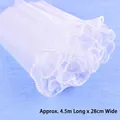 Close-up of white pleated mesh with pearl beaded scalloped edges for flower wrapping - Wavy Mesh with Pearl / 28cm*4.5m / White