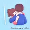 Sweet cartoon couple hugging cake topper made of soft rubber, size 6.5x7cm for Valentine - Embracing Lover / Approx 6.5x7cm