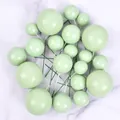 Set of 20 macaron light green foam ball cake toppers in various sizes for baking decoration - 20 Pieces Set / Fruit Green