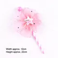 Pink mesh bow cake topper fairy wand decoration measurement, approx 12x22cm size. - Straw Mesh Bow / Pink
