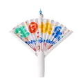 White folding fan cake topper candle with colorful Happy Birthday greeting for party decor - Fan Candle (Chinese Version)