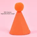 Adjustable orange felt pet birthday party cone hat with fastener and top pom-pom - Pom Pom Hat / Orange