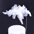 Elegante adorno para tarta 3D de malla blanca con perlas y decoración de plumas - Blanco