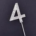 Elegant silver rhinestone number 4 cake topper for birthday party cake decoration - Number 4 / Silver