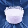 Close-up of white pleated organza mesh ribbon used for elegant DIY cake decorations. - 3-Layer Edge for 8-inch Cake