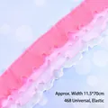 Macro detail of pink gradient pleated wave ribbon used for birthday cake decoration - 4-Layer Gradient Pleated Edge / 70cm Length (Approx 11.5cm Wide) / Pink White Gradient