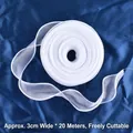 Wit golvend fishtail garen lint, 3 cm breed en 20 m lang voor elegante cadeauverpakking - 20 Stuks/Verpakking / Wit
