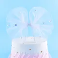 Großer eleganter Kuchendekor-Schleifen-Stecker aus weißem Netz mit Perlen und Steinen - Große Schleife